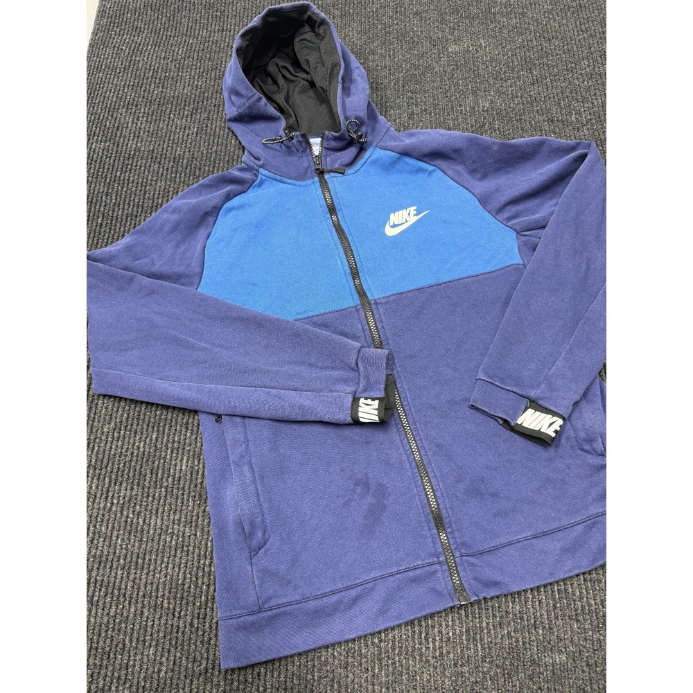 Vintage Nike Y2K Men's Medium Purple Blue Colorblock Full Zip Hoodie Jacket